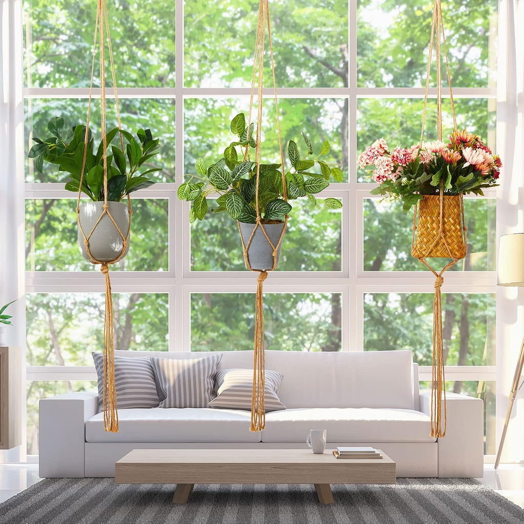 Newwiee 20 Pcs 48 Inches Macrame Plant Hangers Jute Rope Plant Holder Plant Hanger Indoor Rope Plant Hanger for Home
