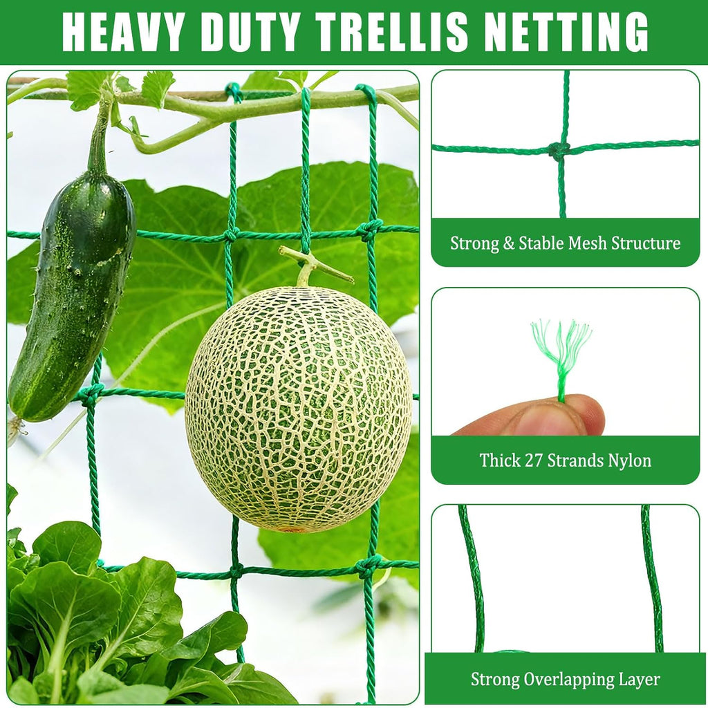 6.6x32.8FT Trellis Netting for Climbing Plants,Trellis Netting with Plant Clips, Heavy-Duty PE Trellis Net for