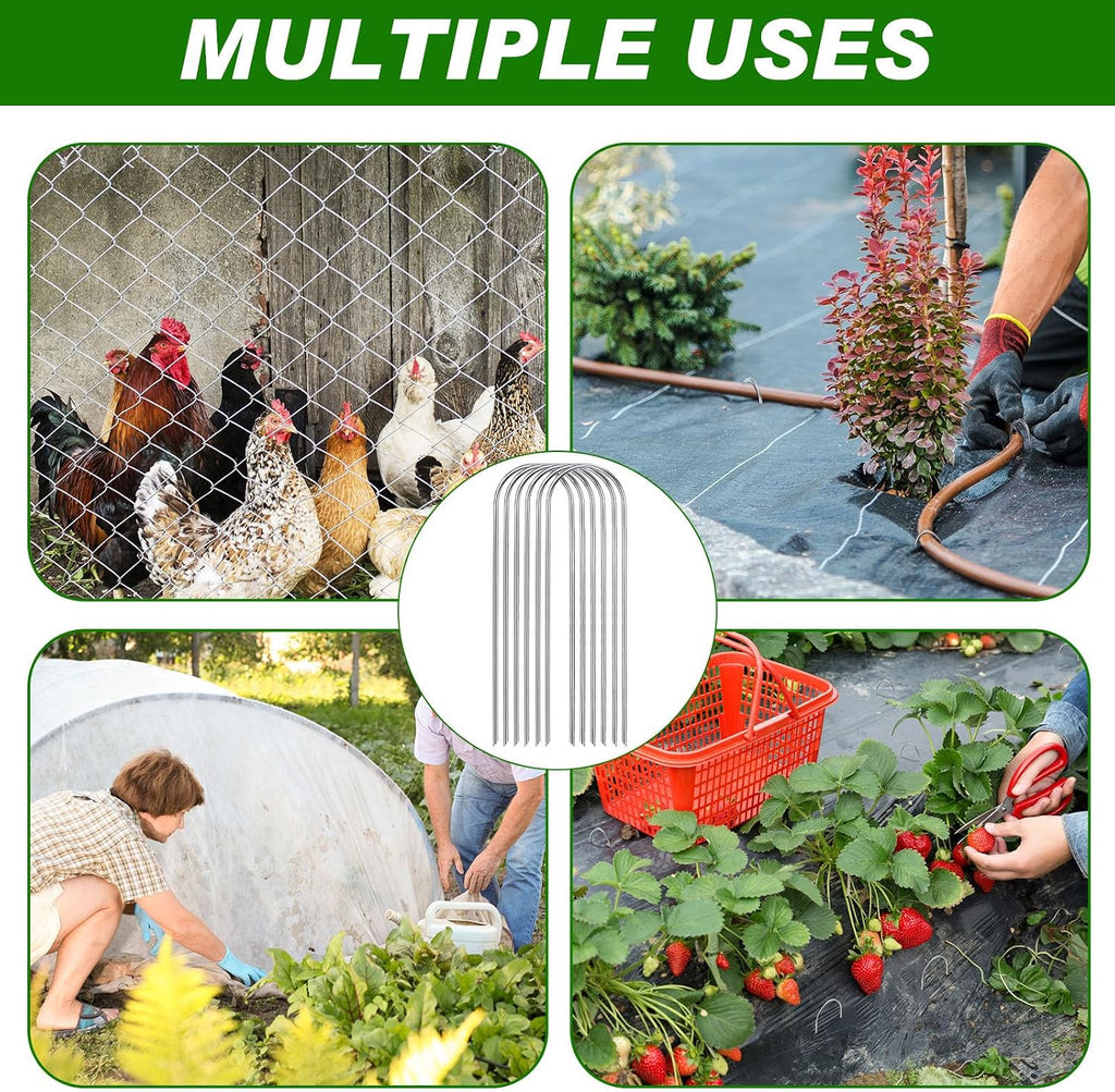 Tandefio 200 Pack Drip Irrigation Tubing Stakes 6 Inch Garden Pins Landscape Staples Securing Pegs Galvanized Lawn Yard