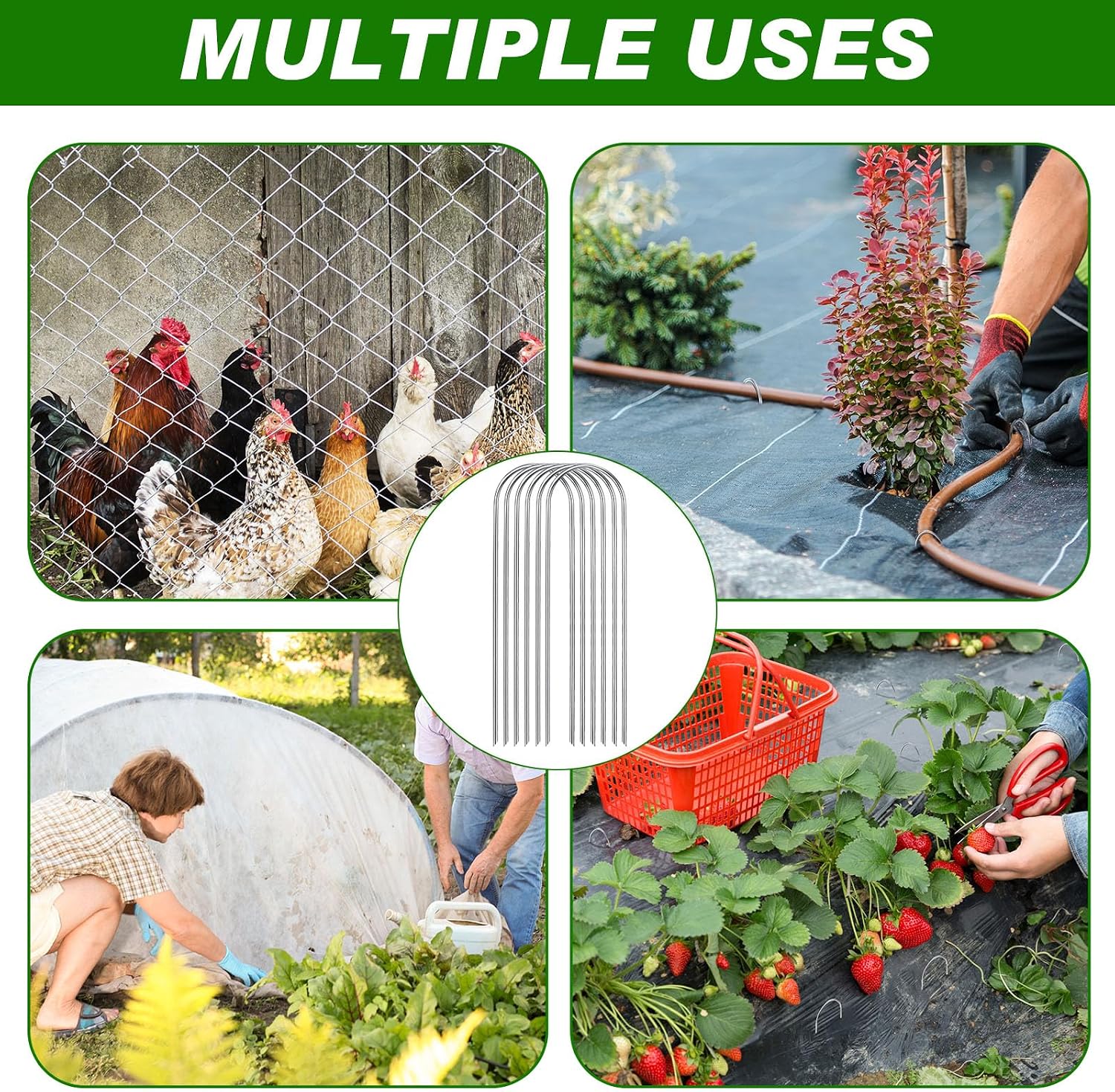 Tandefio 200 Pack Drip Irrigation Tubing Stakes 6 Inch Garden Pins Landscape Staples Securing Pegs Galvanized Lawn Yard