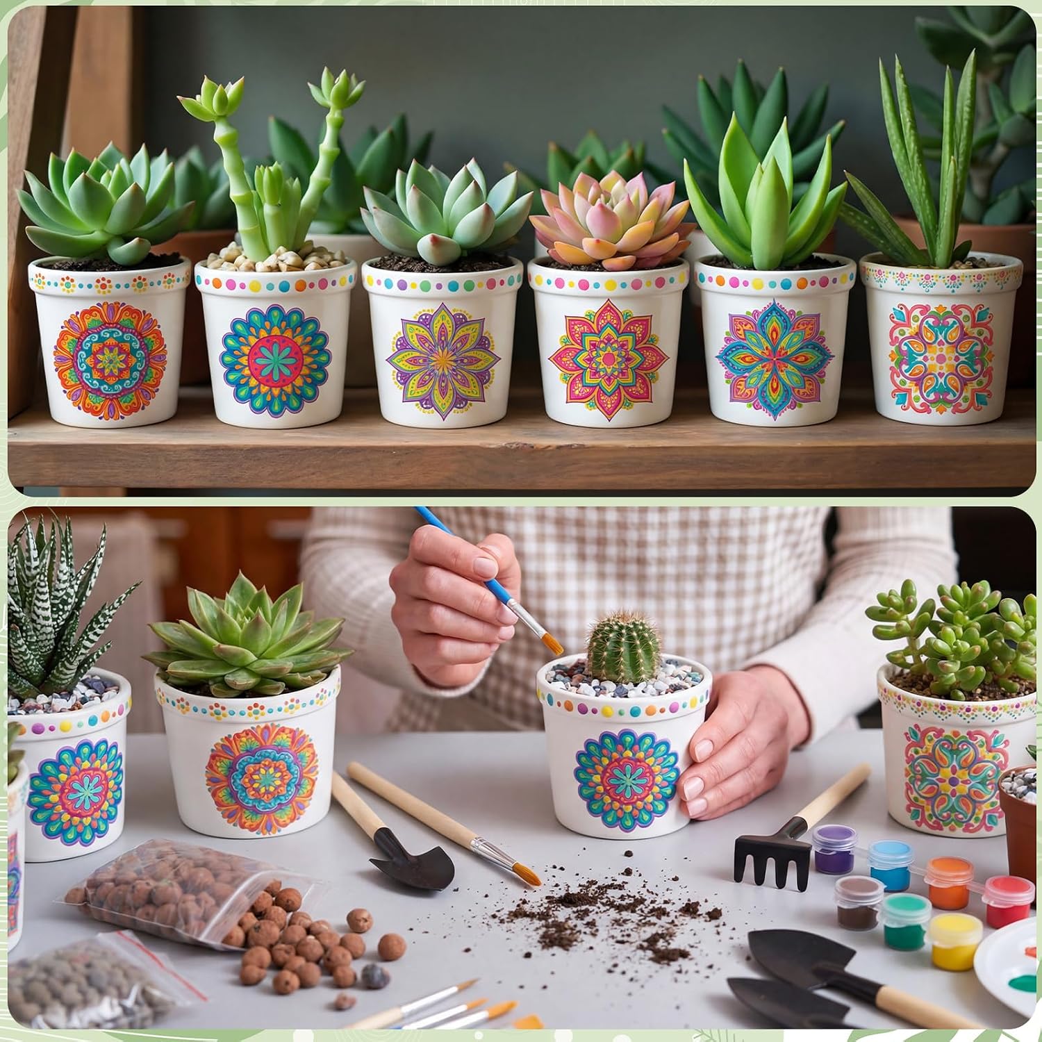 Zubebe 12 Pcs Paint Your Own Ceramic Pots Bulk Unfinished Succulent Pots Craft Kit with Drainage Hole Mini Paintable