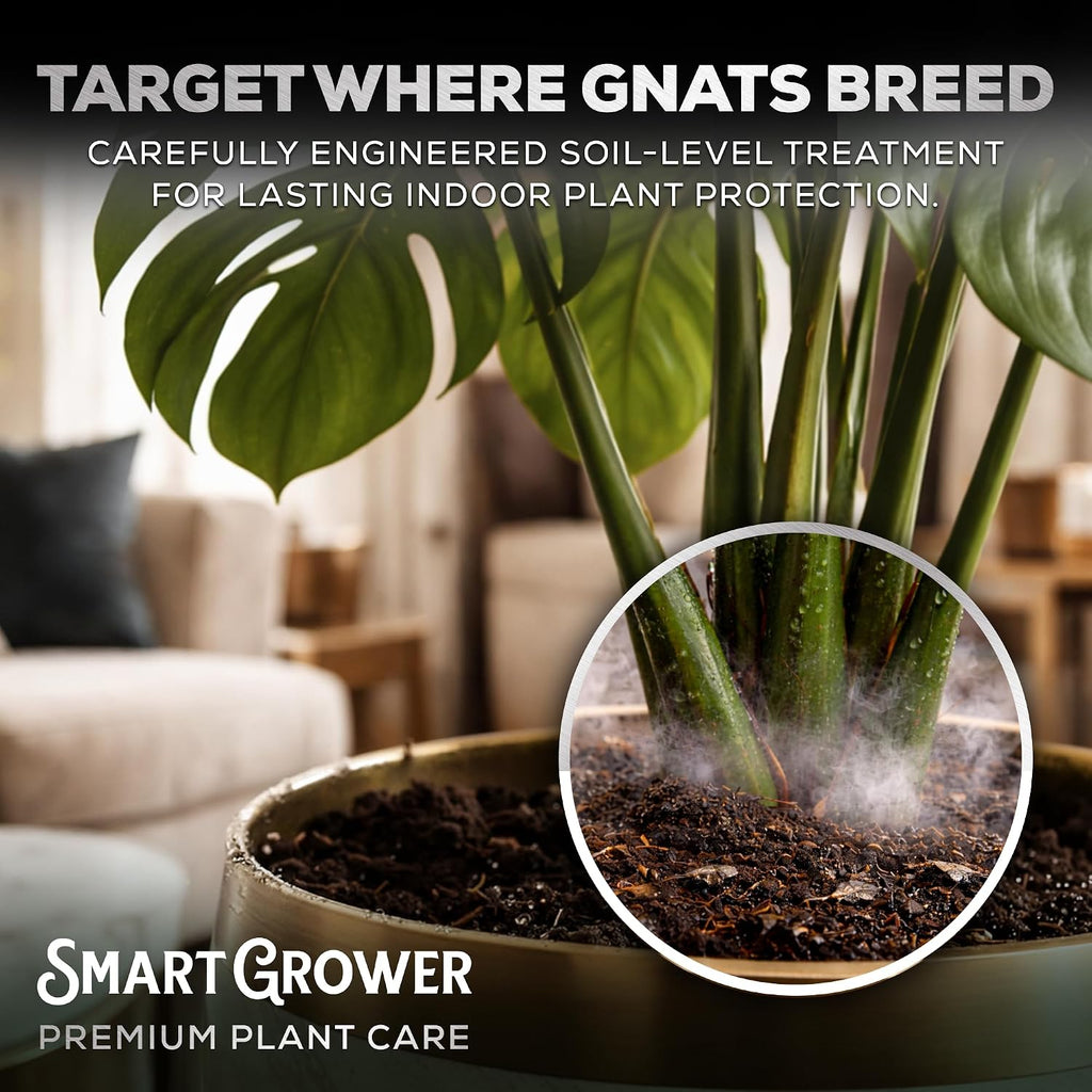 Natural Gnat Spray for Plants, Continuous Fine Mist, 10oz | Fungus Gnat Killer, Refillable, with Essential Oil Formula