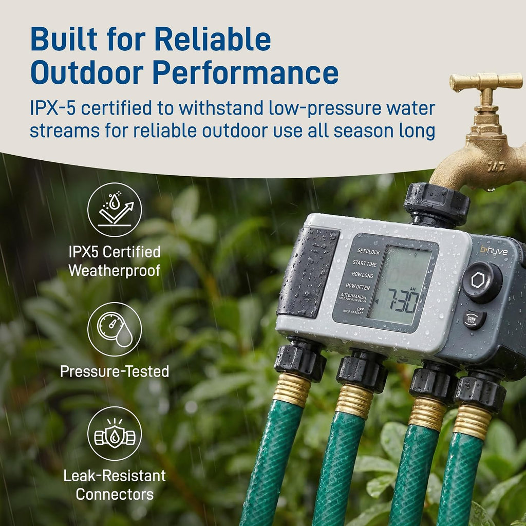 Orbit B-hyve XD 4-Port Smart Hose Watering Timer - App Controlled - Smart WeatherSense - Bluetooth Sprinkler Timer with