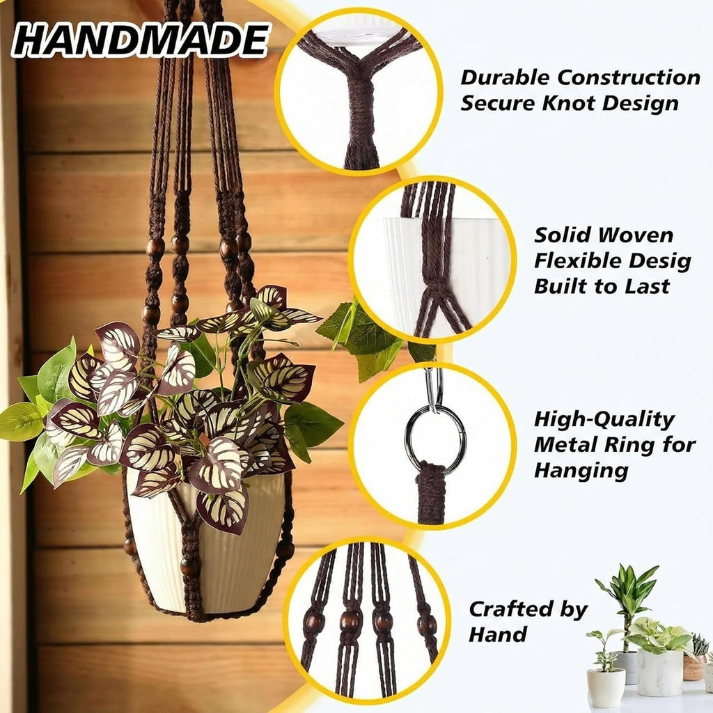 SATINIOR 12 Pcs Macrame Plant Hangers Handmade Boho Hanging Planters 12 Different Tiered Designs with 12 Hooks for
