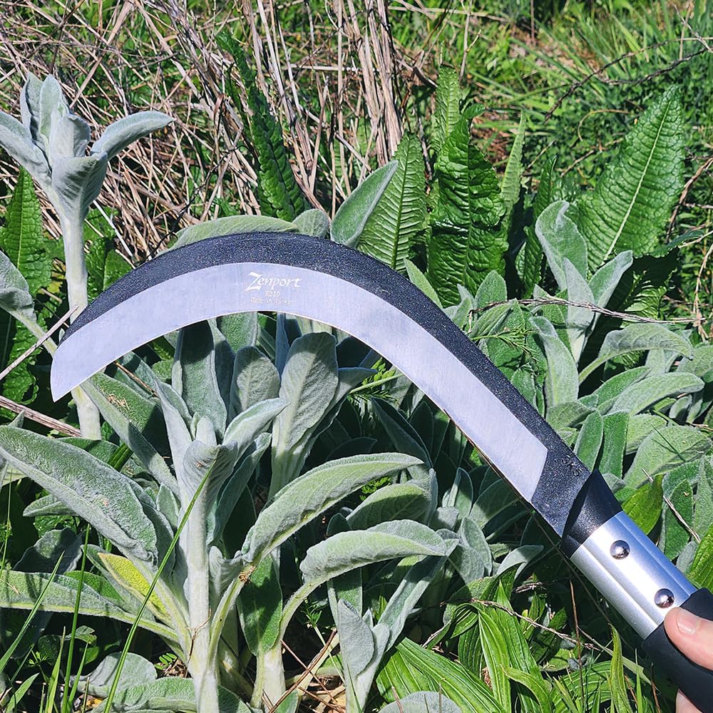 Zenport K310 Brush Clearing Sickle with 9-Inch Carbon Steel Blade and 9-Inch Aluminum Handle - Gardening/Landscaping