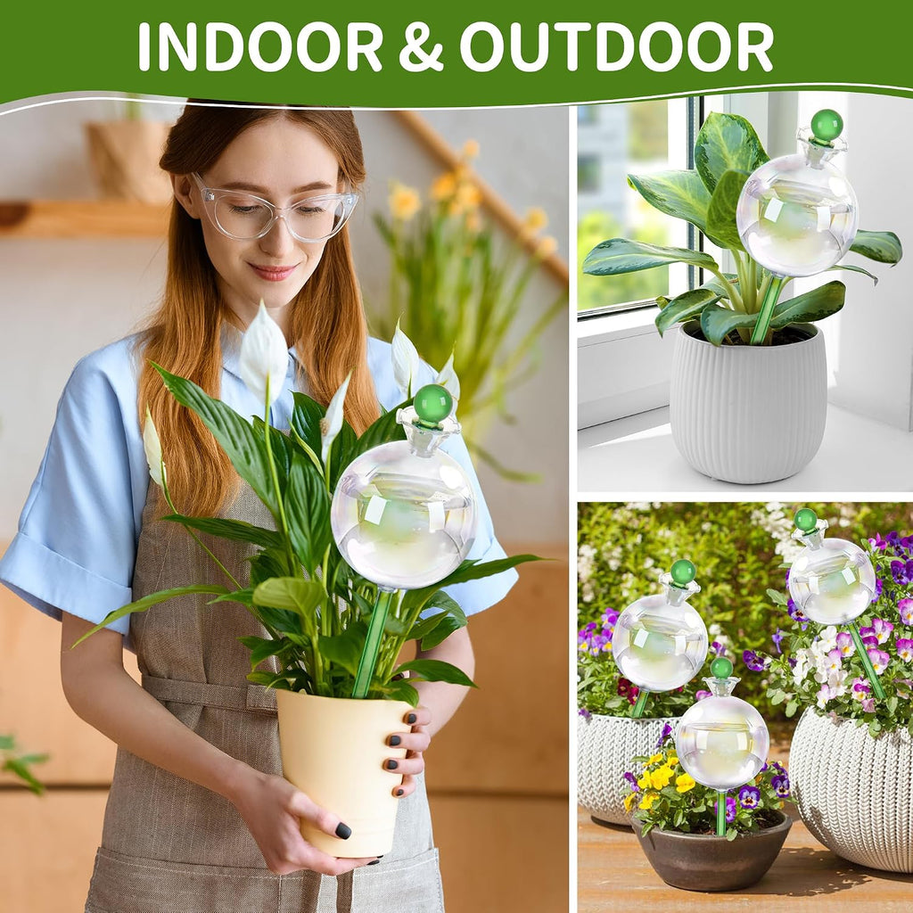 17 oz 2 Weeks Extra Large Plant Watering Globes, Iridescent Glass Self Watering Globes, Self Watering Planter Insert