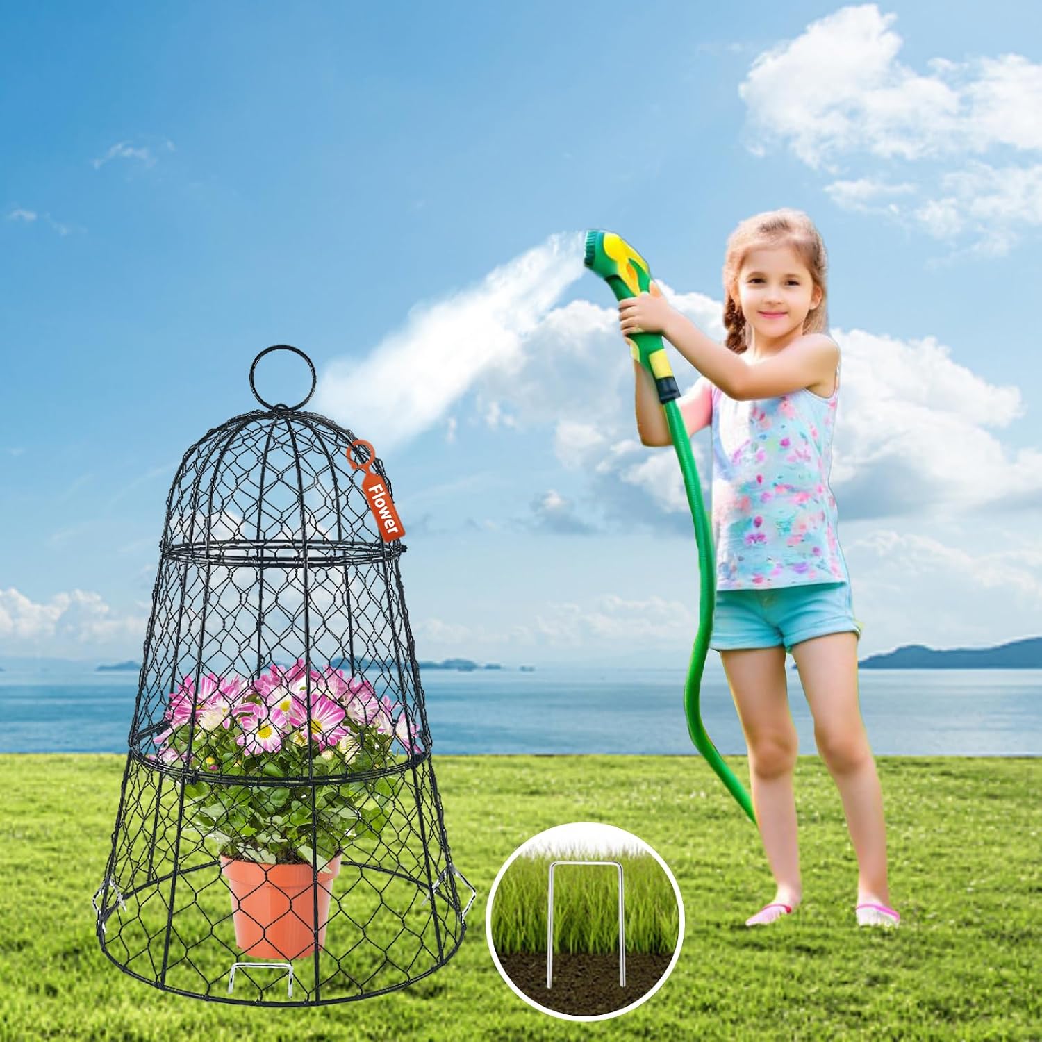6 PCS 17.7"H X 11.42"D Garden Cloches,Chicken Wire Plant Covers Protectors Modular Design for Customizable