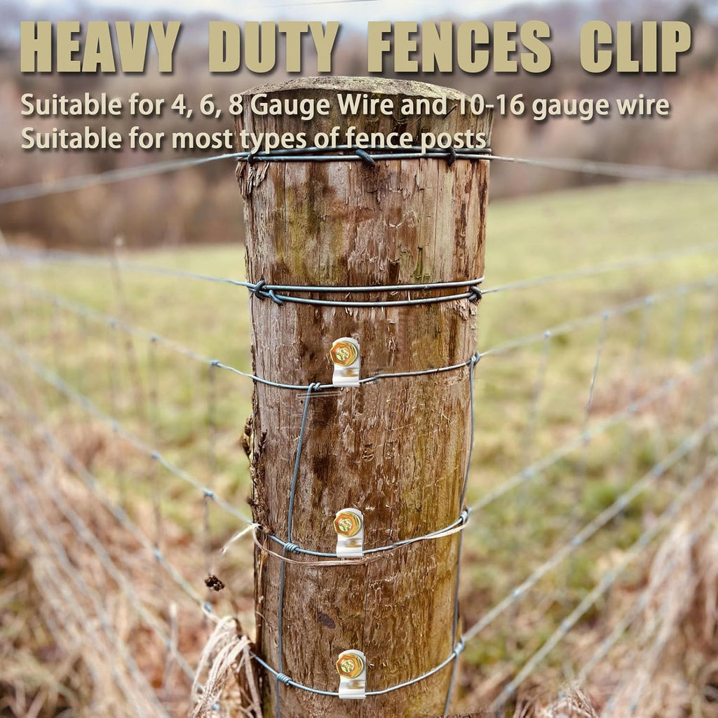 200 PCS T304 Stainless Steel Wire Fence Clips, Fasteners Post Screw with Wire Fixer, Agricultural Fencing Fence Wire