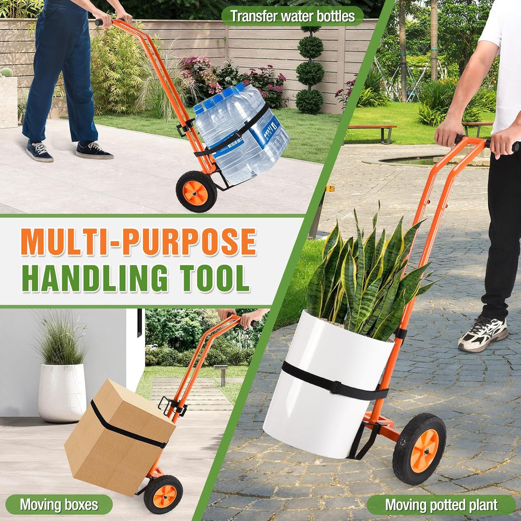 Plant Caddy with Wheels, Heavy Duty Plant Mover Cart with Adjustable Grabbing Arm and Strap, 175 LBS T-Handle Plant