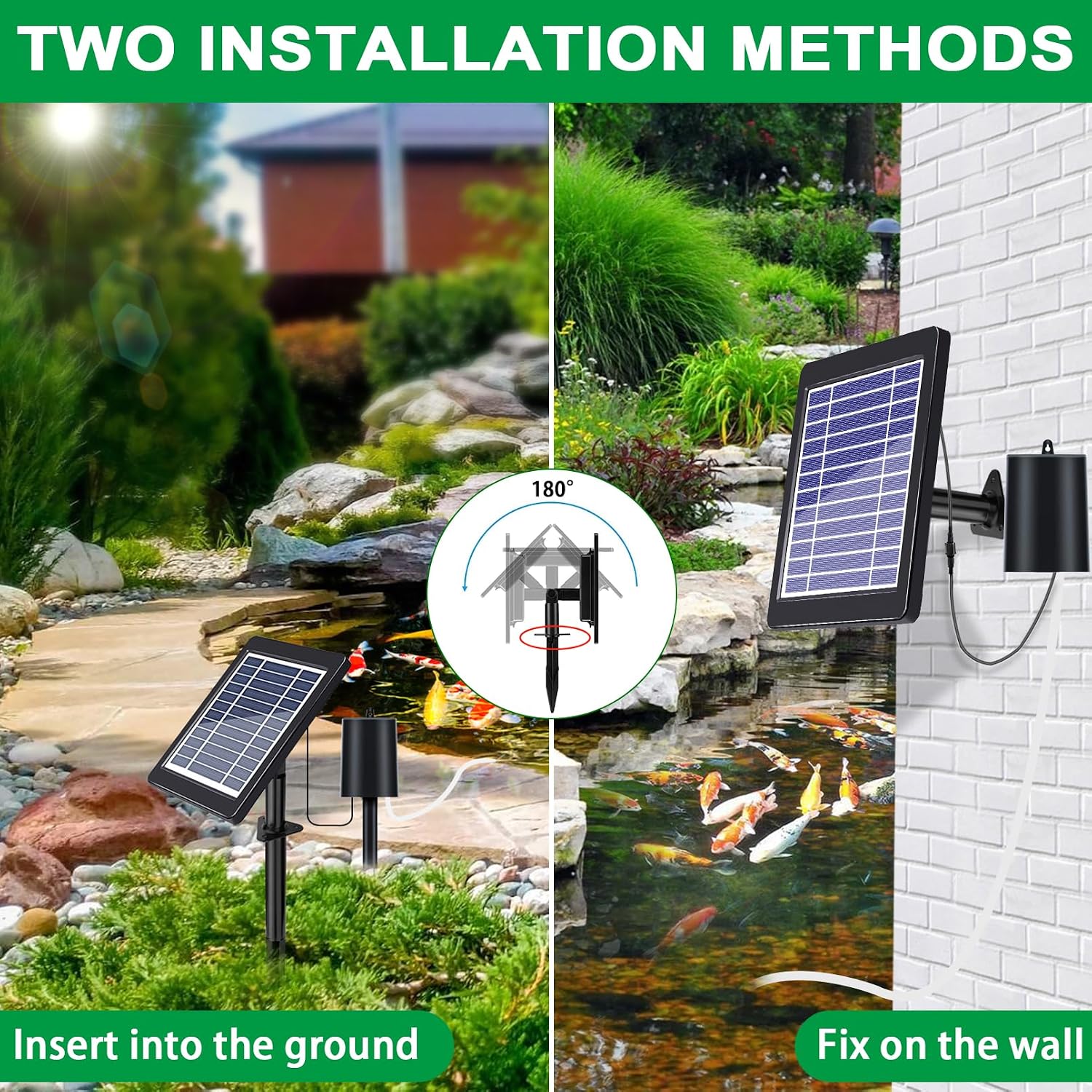 Solar Pond Aerator with Air Pump, 3 Modes(18H/36H/72H) Solar Aerator for Ponds Outdoor, 4W & 2200 mAh Solar Powered Air