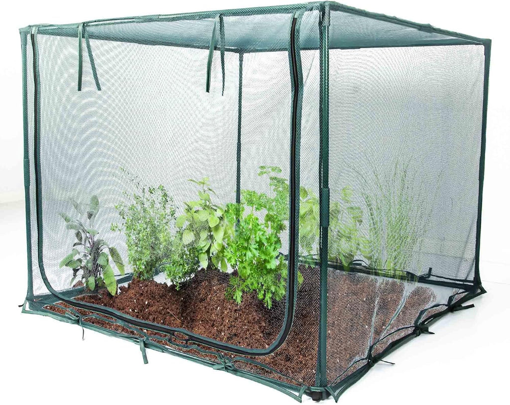 Square 4'x4' Netting Cover 3.3FT Tall Crop Cage Pest Guard Cover for Vegetables Fruits Durable Plant Garden Net with 4