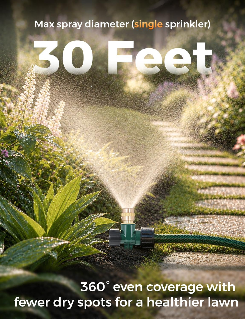 4 Pack Heavy-Duty Metal Lawn Sprinkler for Yard, 360° Irrigation Coverage with Adjustable Brass Nozzle & Rust-Resistant