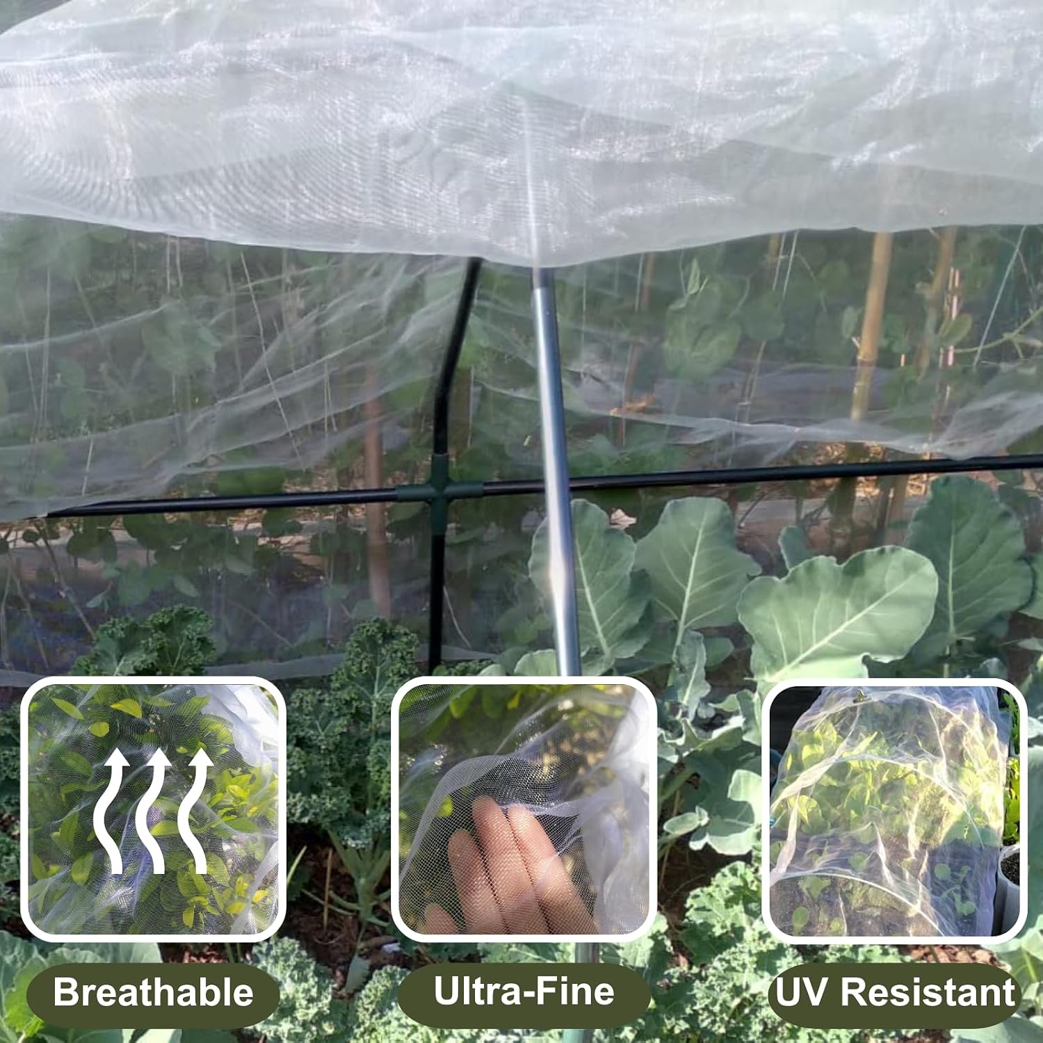 Garden Netting Pest Barrier, 10x50 FT Ultra Fine Mesh Insect Netting | Plant Cover for Raised Beds, Vegetables