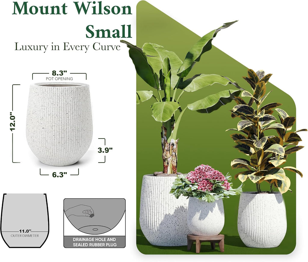 DTY Signature Mount Wilson Modern Indoor Outdoor Fiberstone Tapered Planter, Lightweight, Weather Resistant Garden Pot