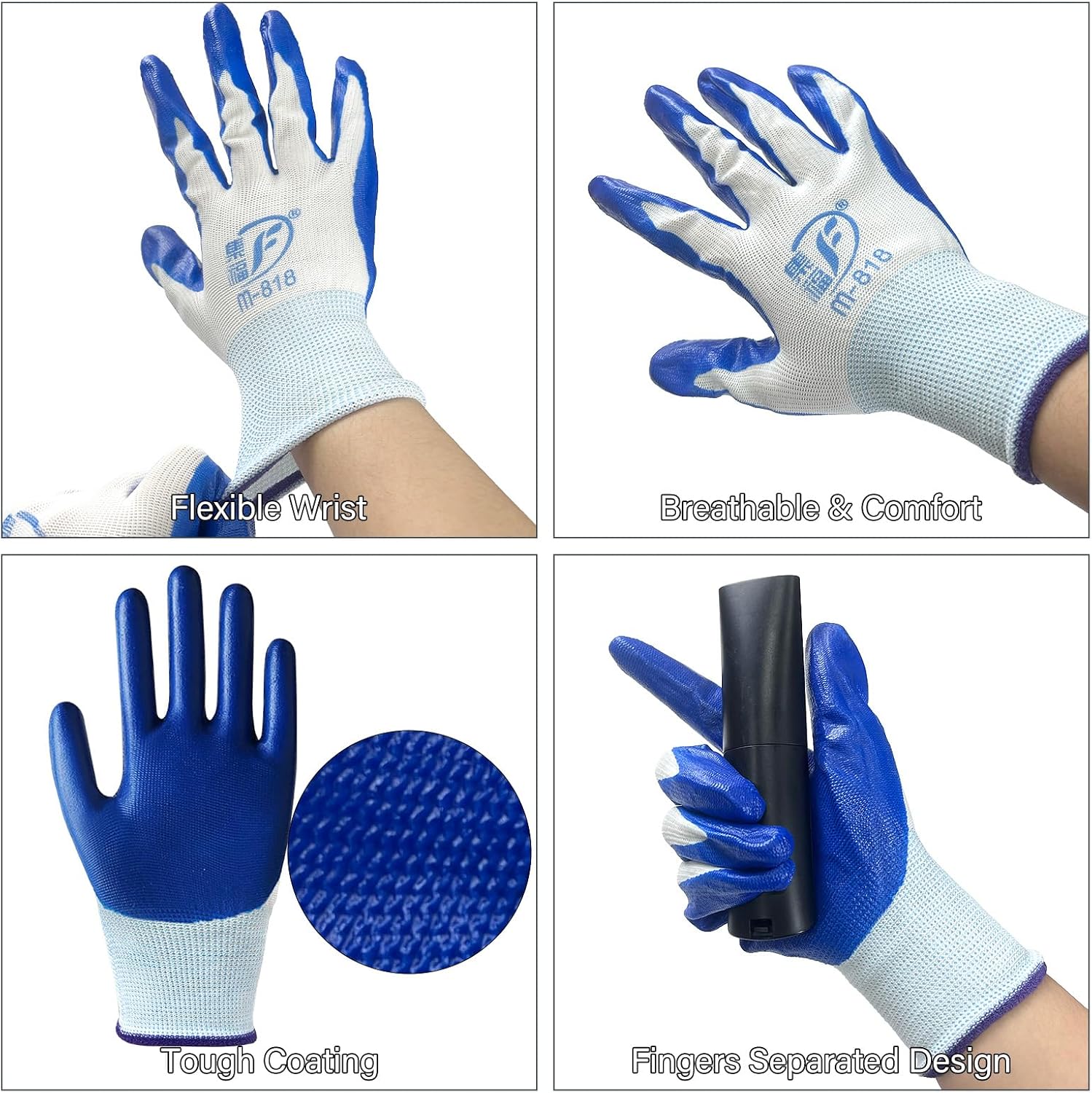 90 Pairs Gardening Gloves Bulk for Men Women Breathable Rubber Coated Safety Garden Work Gloves 9.1 Inch Working Gloves