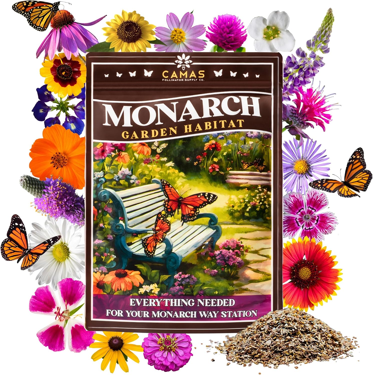 Monarch Butterfly Garden Kit with Milkweed Seeds–Perennial Flower Seeds to Plant Outside| 1/4 Pound Pure Bulk