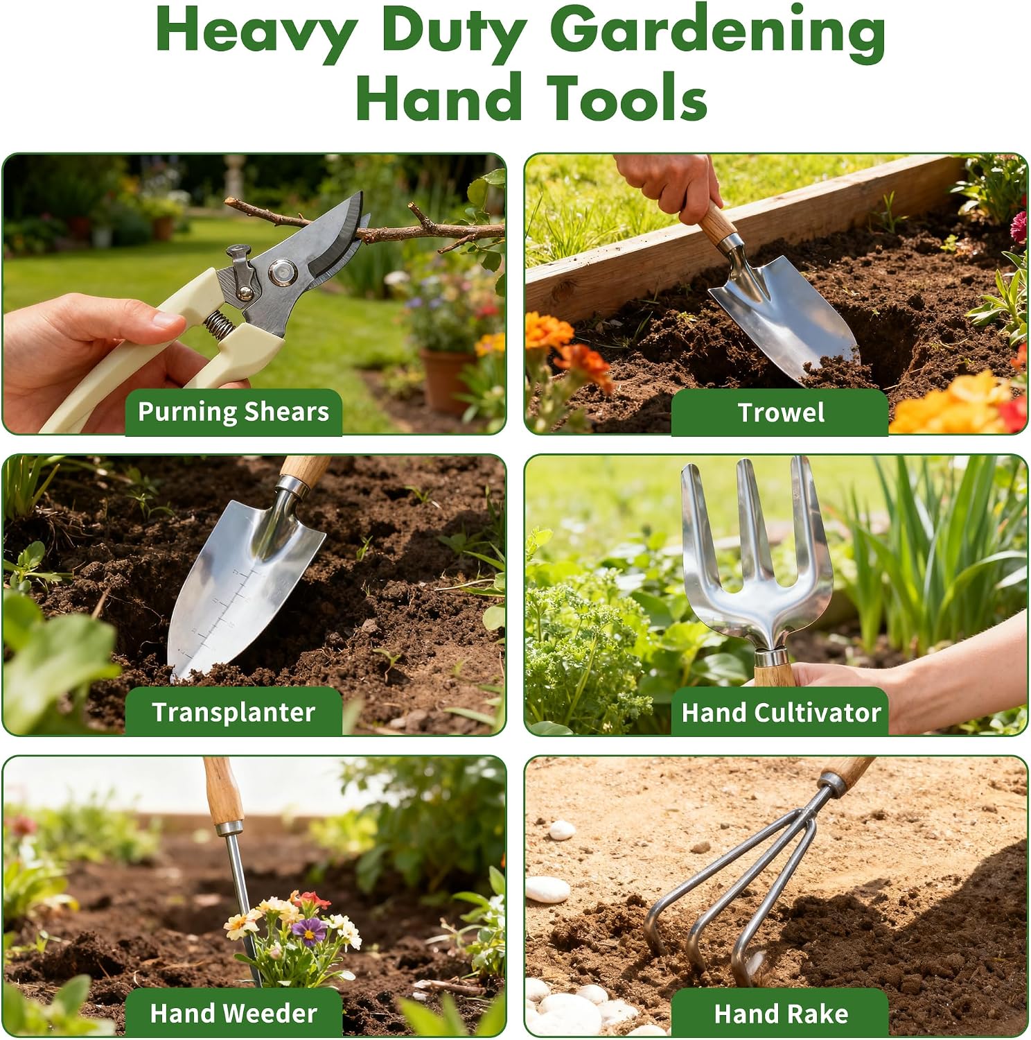 Gardening Gifts for Women 12 Pcs Garden Tools Set with Basket Heavy Duty Gardening Hand Tool with Wood Handle Gardener