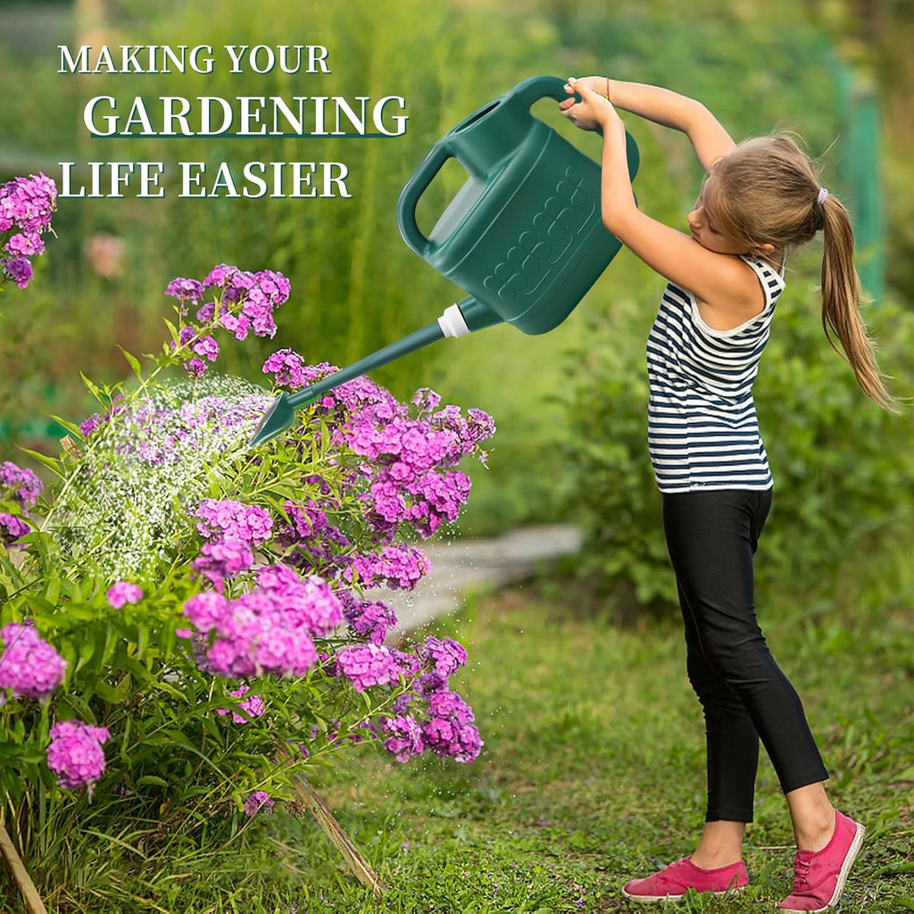 2 Gallon Watering Can, Large Garden Watering Can for Outdoor Plants | Removable Long Spout, Detachable Stainless Steel