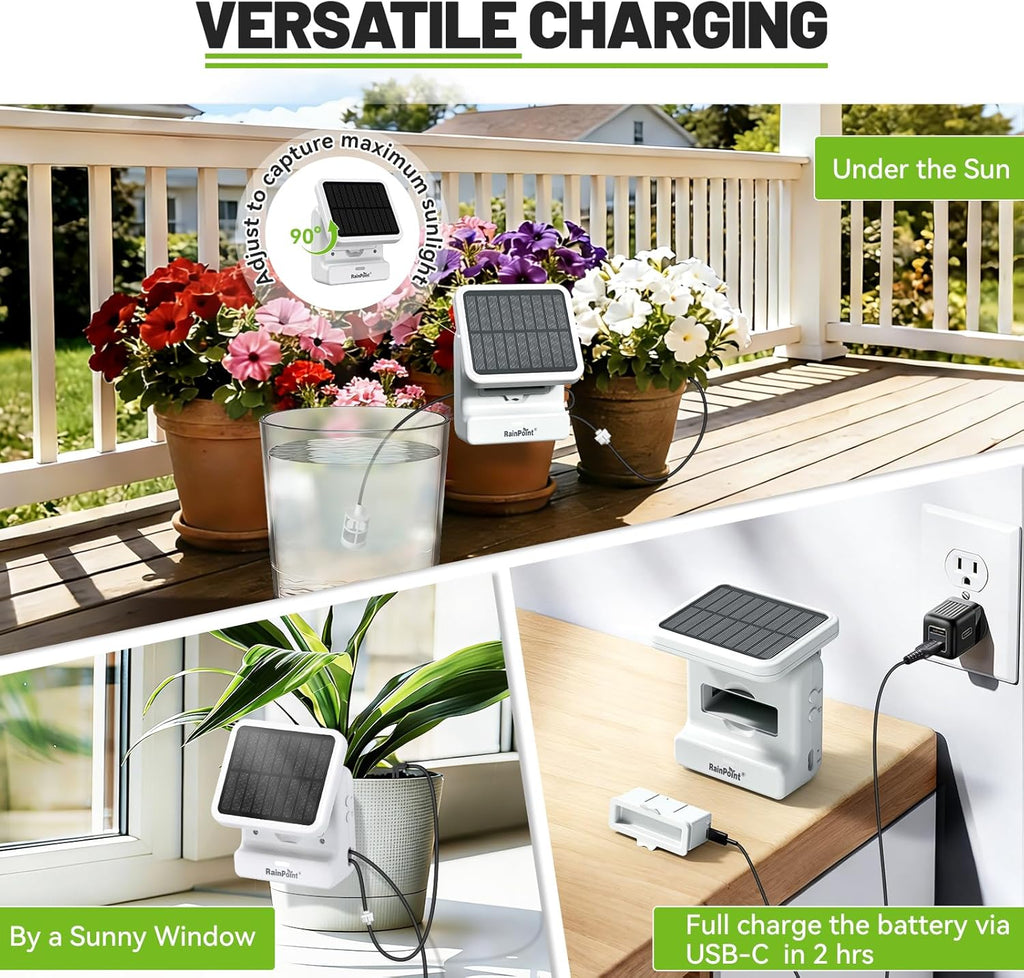RAINPOINT Smart WiFi Solar Drip Irrigation System for Indoor&Outdoor Use,WiFi HUB Need,APP Control Auto Plant Waterer