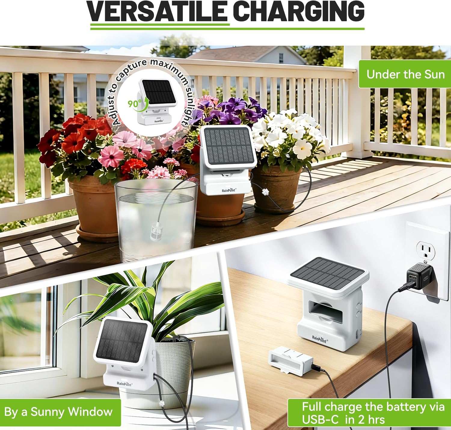 RAINPOINT Smart WiFi Solar Drip Irrigation System for Indoor&Outdoor Use,WiFi HUB Need,APP Control Auto Plant Waterer