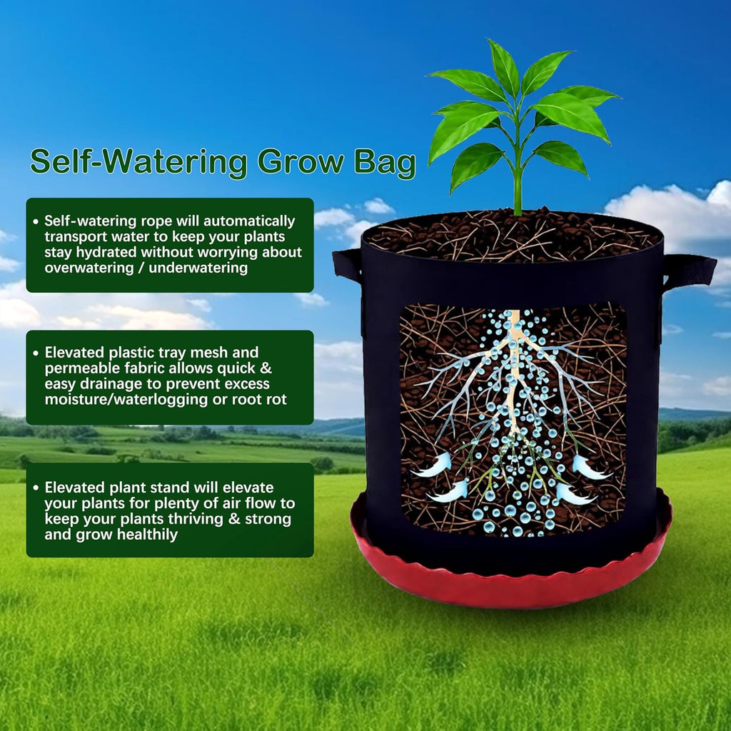 ORIMERC 4 Pack Grow Bags 5 Gallon for Growing Strawberry Tomato Self Watering Planter Fabric Plant Grow Bag Come with