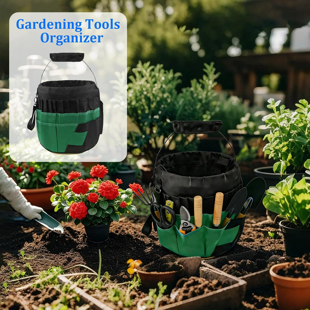 Bucket Tool Bag Organizer with 42 Pockets Multi-functional Garden Tool Bag Organizer 5 Gallon Bucket Tools Kit for