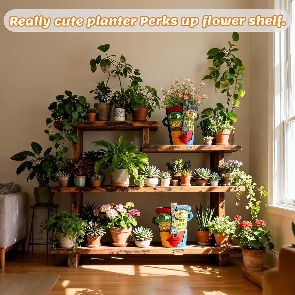 Abstract Face Planters Pots Head,Unique Head Planter for Indoor Plants,Funny Face Flower Pot,Colorful Plant Pots for