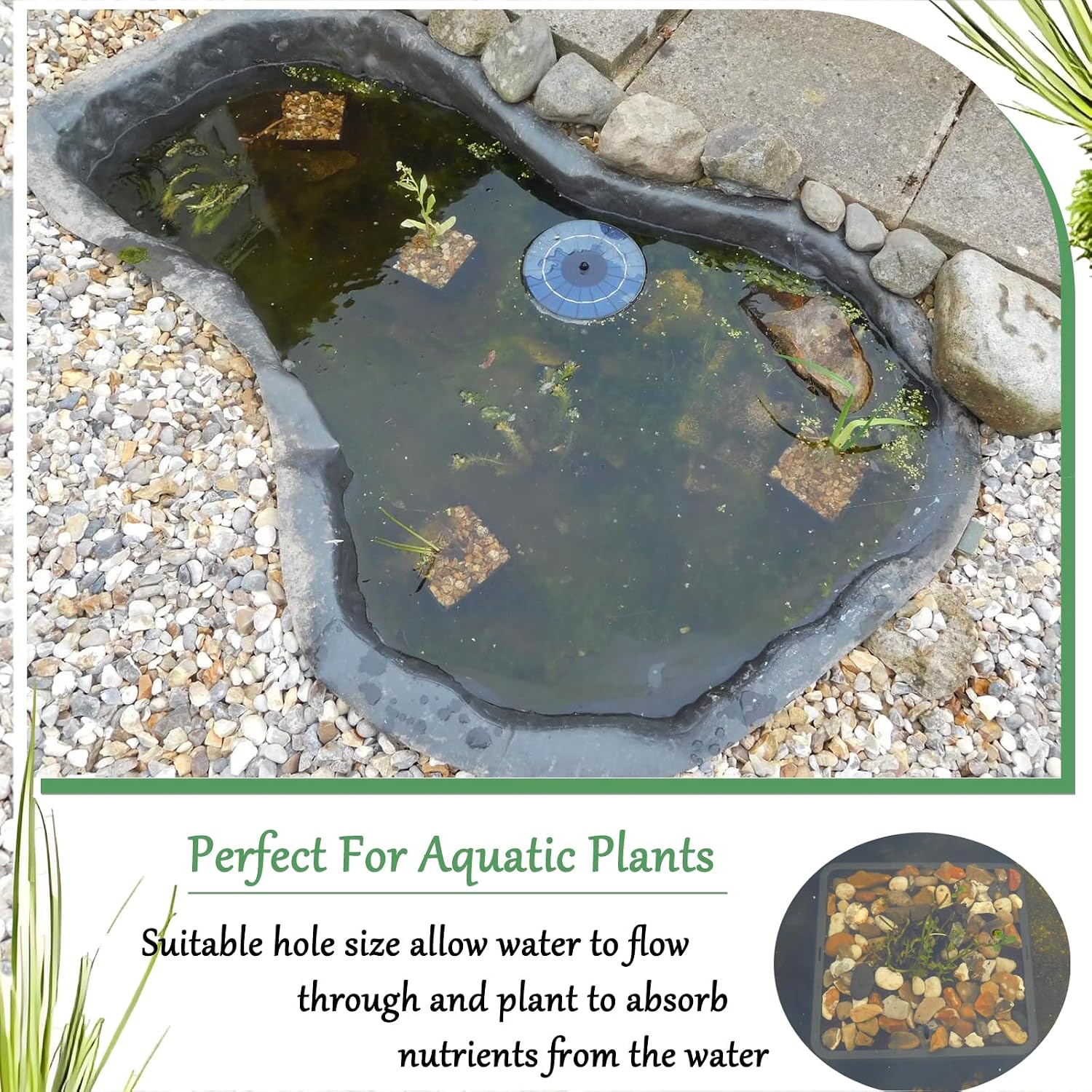 8 Pcs 9 Inch Pond Plant Baskets for Plants Hydroponics Net Pots Water Garden Plant Pots Black Plastic Pond Basket