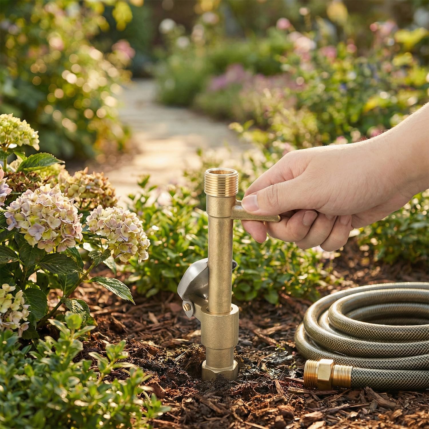 QWORK 2 Sets G3/4 BSP Brass Quick Coupler Valves – Compatible Keys for Lawn, Garden & Irrigation Systems