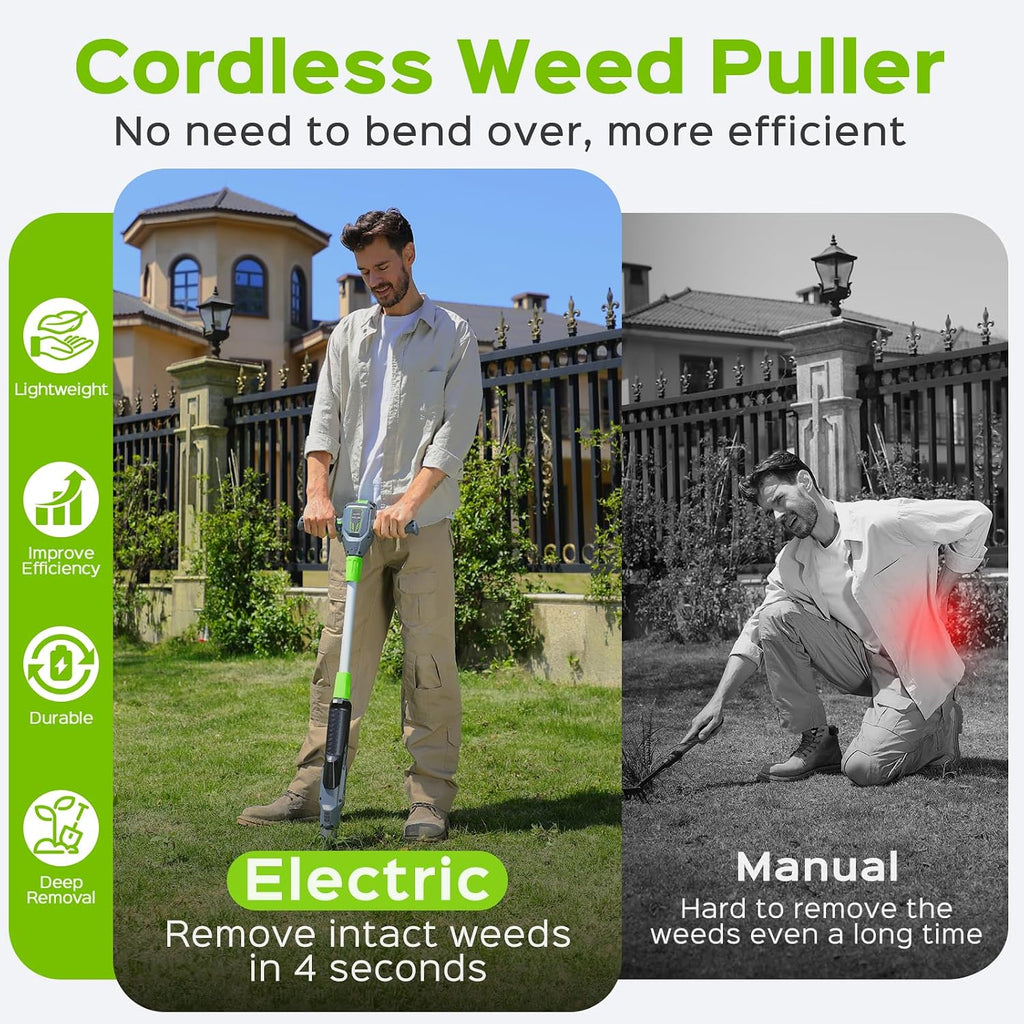 Weed Puller Tool, 21V Powerful Garden Tools Electric Weeding Tool | Gardening Tools Weeder Tool with 2.0Ah Battery and