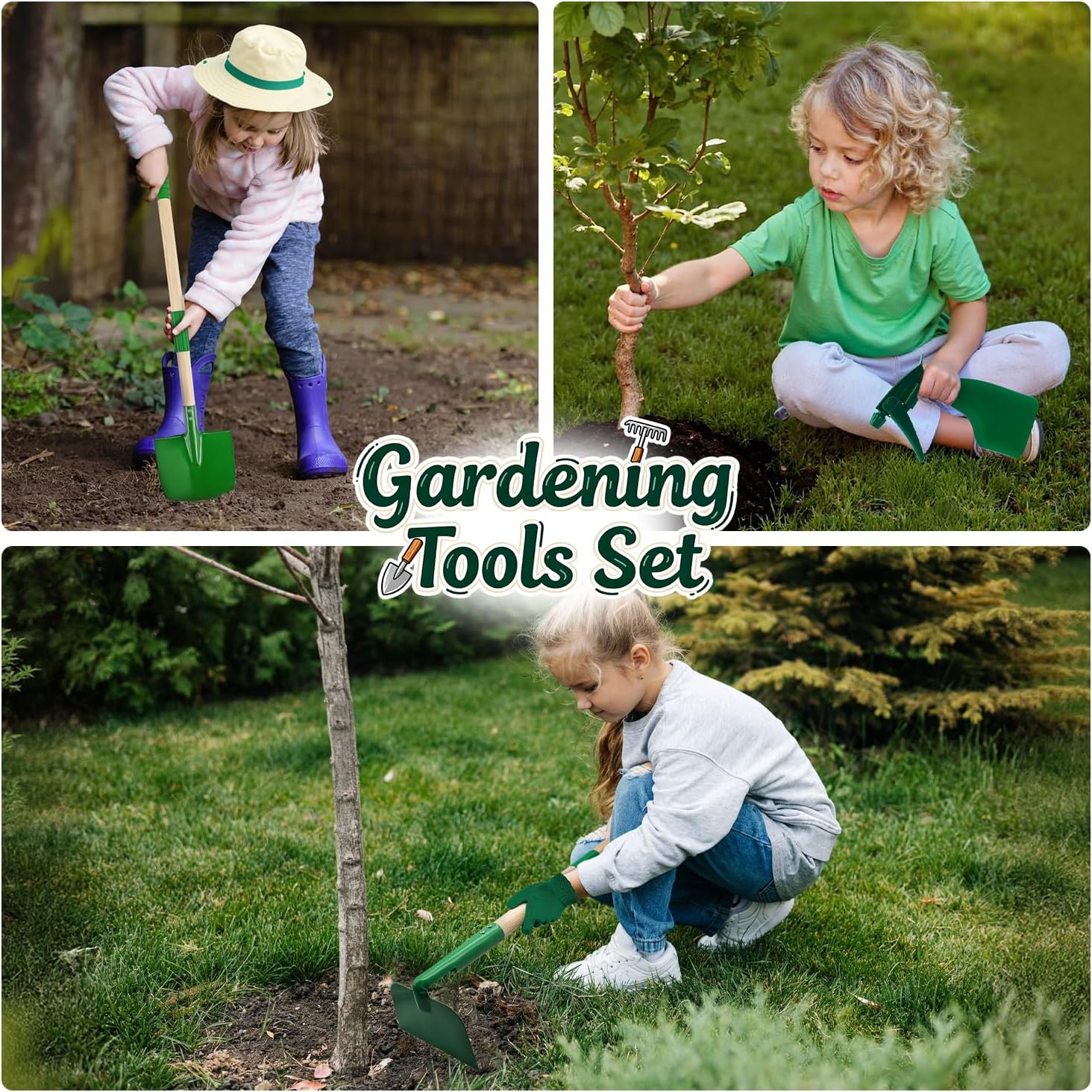 Kids Gardening Tools Set,11Pcs Garden Set for Kids with Shovel, Rake, Leaf Rake,Summer Outdoor Backyard Farm Digging