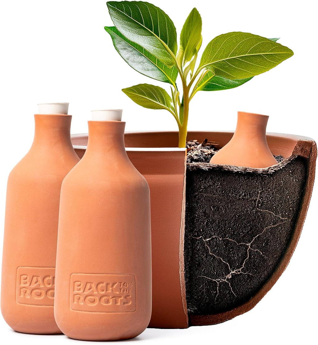 Back to the Roots Self-Watering Terracotta Olla Pot (Pack of 3), 700mL Provides 1 Week of Precision Watering