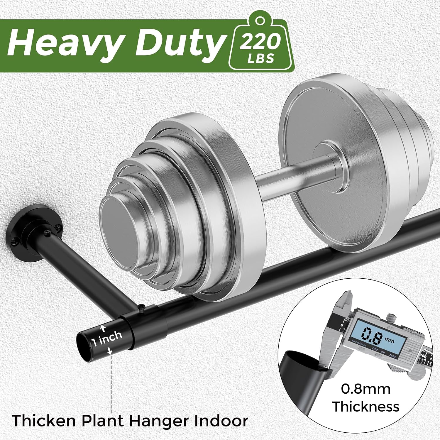 Window Plant Hanger Indoor, 80 Inch Heavy Duty Plant Hanging Rod | 1 Inch Metal Durable Hanging Plant Holder with Round