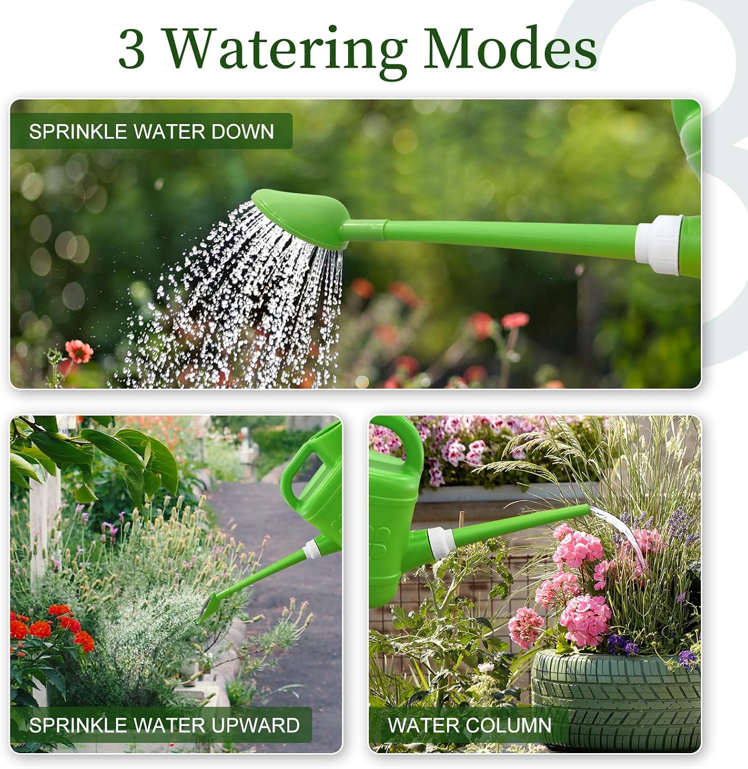 2 Gallon Watering Can, Large Garden Watering Can for Outdoor Plants | Removable Long Spout, Detachable Stainless Steel