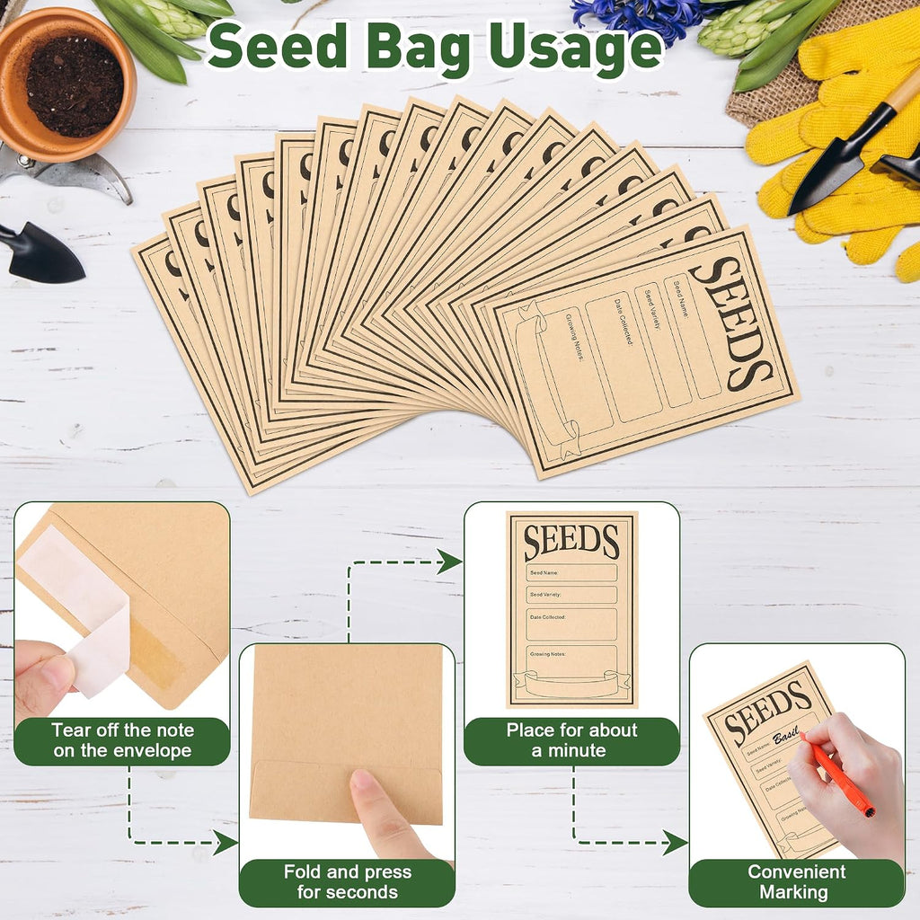 Coolrunner Wood Seed Saving Box, Seed Storage Organizer Case | Seed Packet Storage Organizer with Lock and 3 Handles