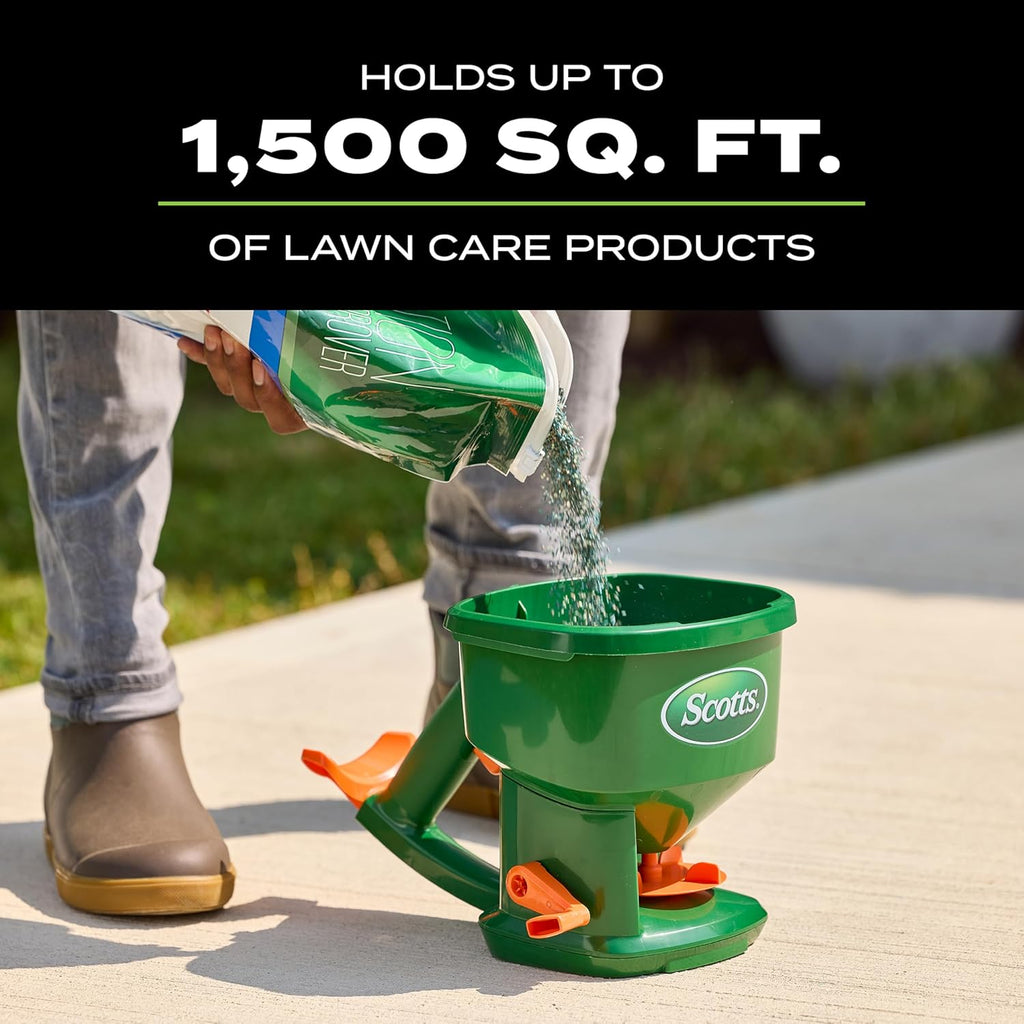 Scotts Whirl Hand-Powered Spreader | For Grass Seed, Lawn Fertilizers, Salt, and Ice Melt, Handheld Spreader Holds up