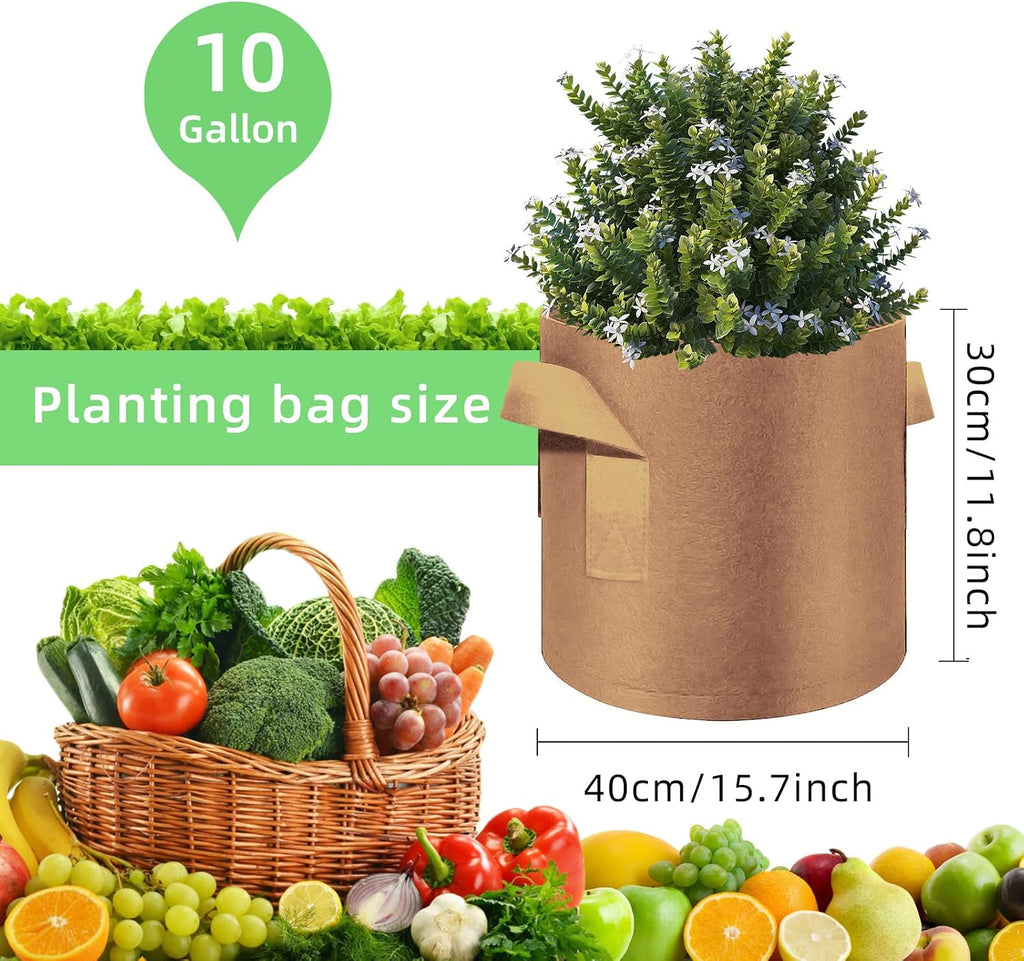 10 Gallon Garden Grow Bags, 30 Pack 10 Gal Planter Bags Fabric Pot, Nonwoven Grow Pots Heavy Duty Aeration Fabric Pots