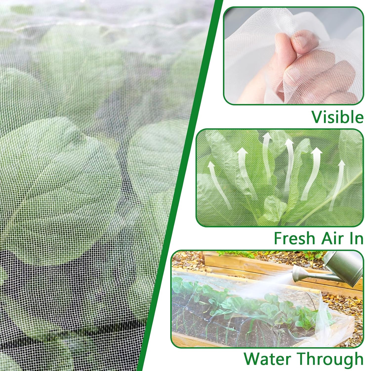 Benvo Garden Netting Plant Cover Net Mesh Protection Hoops for Vegetables Fruits Flowers Trees Crops to Grow Better Bug