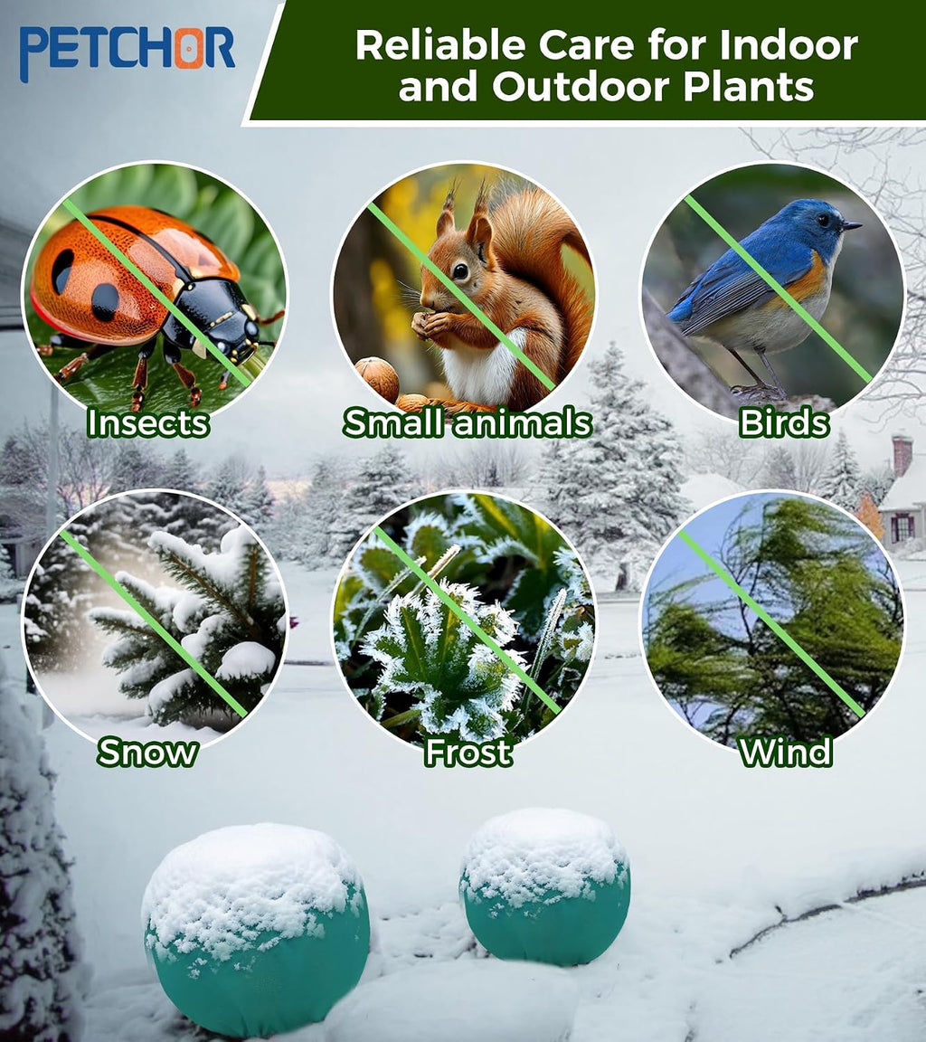 4PCS Winter Plant Covers Freeze Protection for Outdoor Plant 39x39″ | Frost Blankets Cloths with Drawstrings, Shrubs