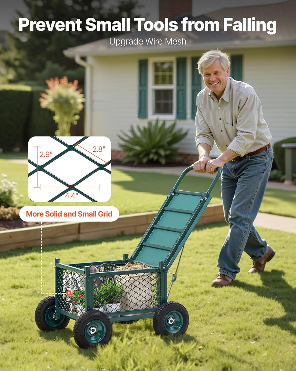 VEVOR Rolling Garden Cart with Seat, Metal Rolling Garden Work Seat with Wheels, Supports up to 400 LBS, Heavy Duty