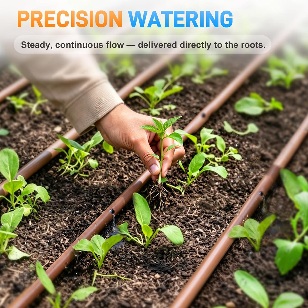 492FT 1/4" Drip Irrigation Tubing with 6" Emitter Spacing, Hydroponics Dripline Hose with Built-in 0.5 GPH Dripper Drip