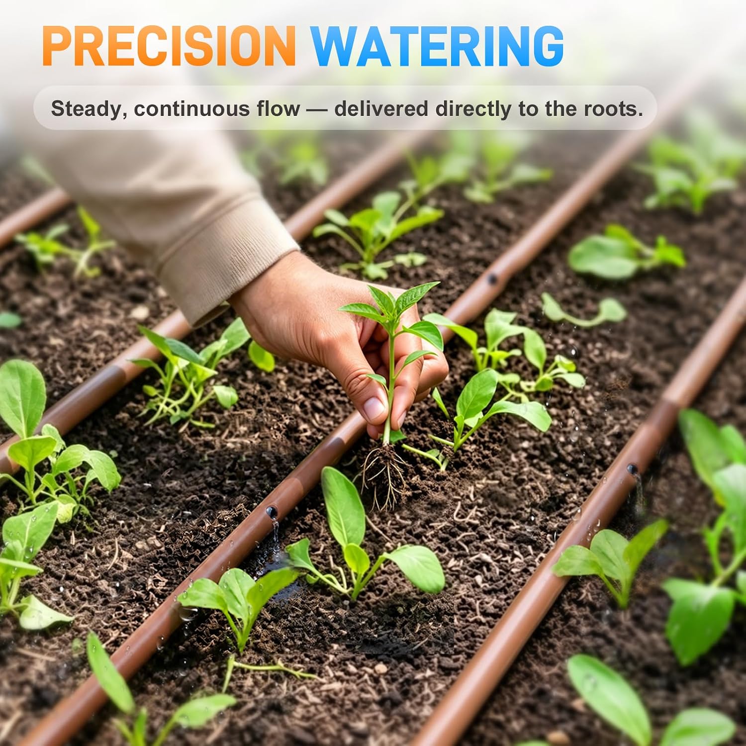 492FT 1/4" Drip Irrigation Tubing with 6" Emitter Spacing, Hydroponics Dripline Hose with Built-in 0.5 GPH Dripper Drip
