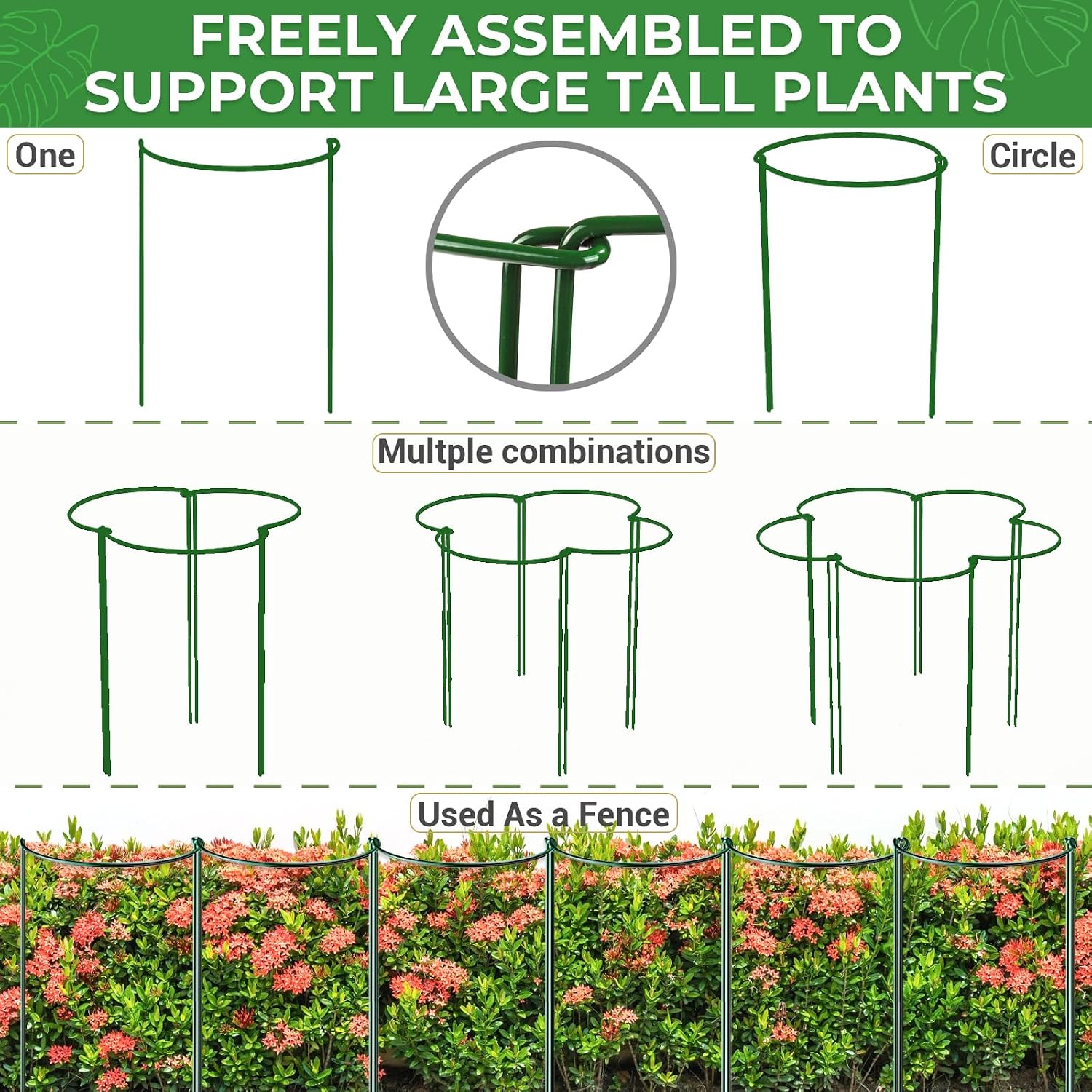 LEOBRO Plant Support Plant Stakes, 12pcs Peony Cages and Supports, Metal Garden Stakes Plant Supports, Plant Support