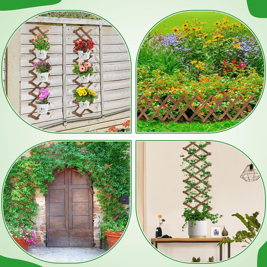 2Pcs 13x78 Expandable Wood Wall Trellis for Climbing Plants Outdoor/Indoor | Thick Wood, Decorative Lattice Panels for