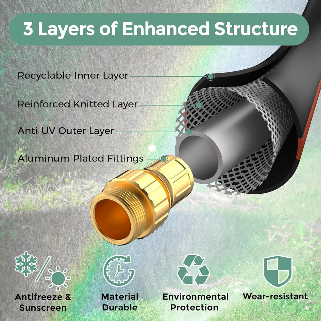 Giraffe Tools Garden Hose 5/8", 15ft Short Garden Hose | Custom Length, No Kink, Flexible, Leakproof Water Hose, 600