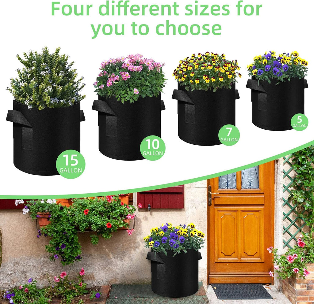 300 Pack 5 Gallon Grow Bags Garden Plant Grow Bag Aeration Fabric Pots with Handles Nonwoven Cloth Pots Planting Bags
