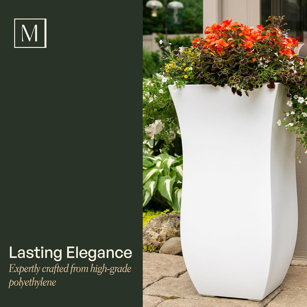Mayne Valencia 30in Tall Planter - Neptune Blue - 16in x 16in x 30in - with Removable Plug, Polyethylene (5874-NB)