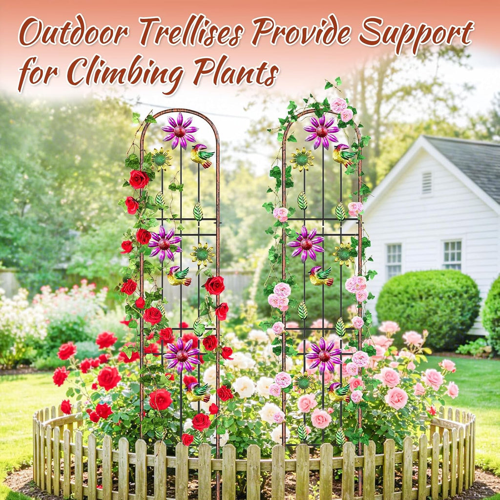 Metal GardenTrellis, Arched Fence Trellis Plant Support Trellises, Supporting Plants Outdoor Decoration for Climbing