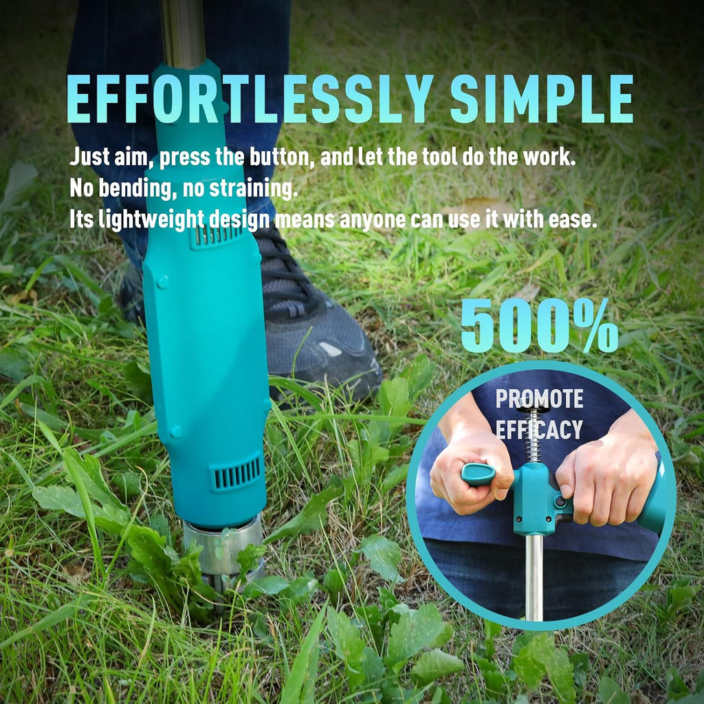 21V Electric Weed Puller Tool, Stand Up Heavy Duty Weed Puller w/3000mAh Battery*2, Root Weeder for Lawn/Yard