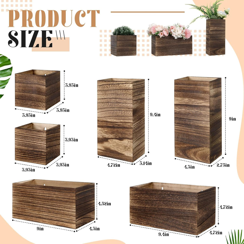 6 Pack Rustic Wood Wall Planters Hanging Wall Planters Pocket Vases Hanging Decor Vase for Plants Dried Flowers Faux